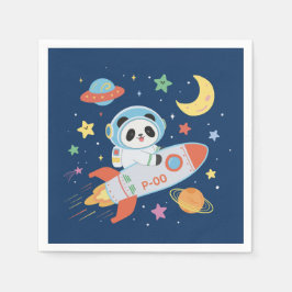 Guardanapo De Papel Astronauta azul e laranja Panda
