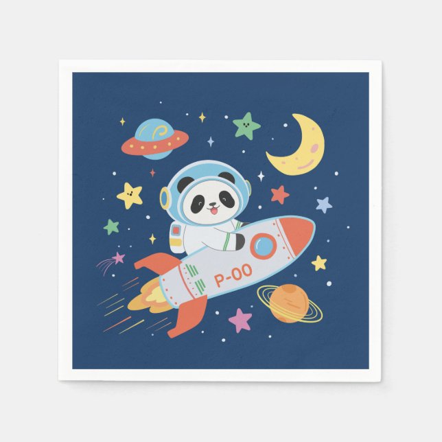 Guardanapo De Papel Astronauta azul e laranja Panda (Frente)