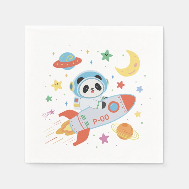 Guardanapo De Papel Astronauta azul e laranja Panda (Frente)