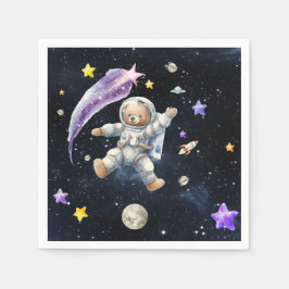 Guardanapo De Papel Astronauta Bear Napkins| Partido Com Temas Espacia