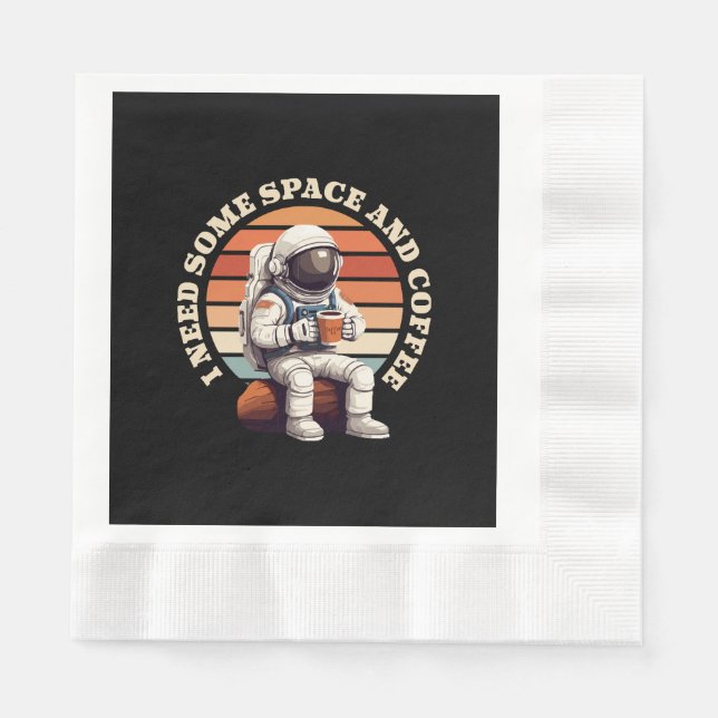 Guardanapo De Papel Astronauta Bebendo Café (Frente)
