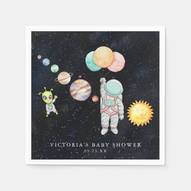 Guardanapo De Papel Astronauta Espacial Alien Adorável Moderno | Churr (Frente)