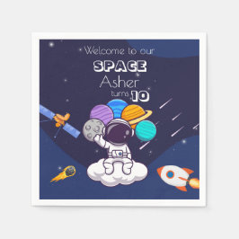Guardanapo De Papel Astronauta Espacial Azul Fofo Personalizar Anivers