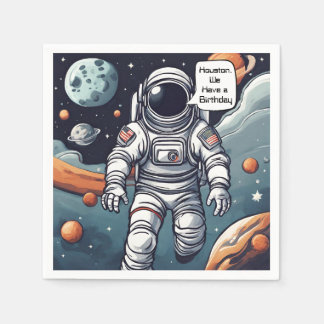 Guardanapo De Papel Astronauta Houston, Temos Um Aniversário!