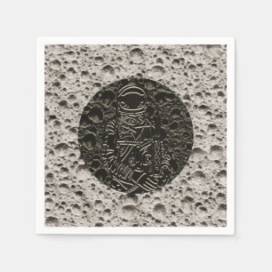 Guardanapo De Papel Astronauta na Lua Espaço Preto e Cinza