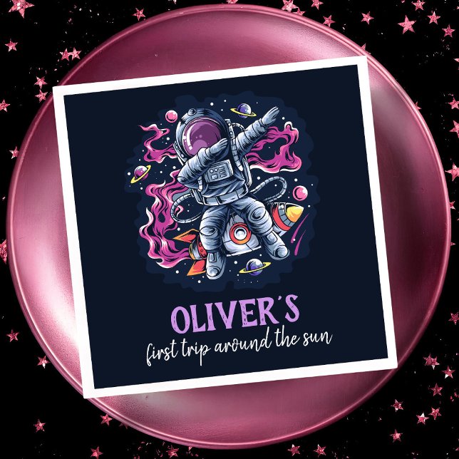 Guardanapo De Papel Astronauta num foguete espacial com estrelas e pla (Criador carregado)