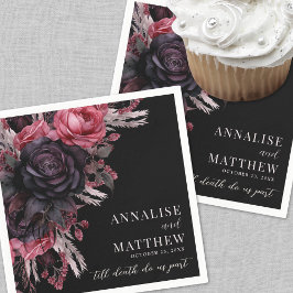 Guardanapo De Papel Até a morte nos separe de casamentos flóricos negr