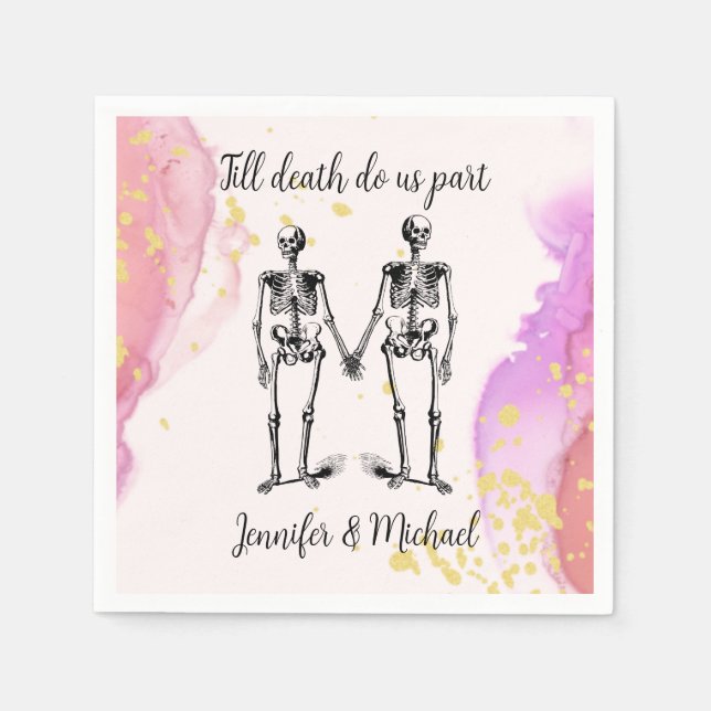 Guardanapo De Papel Até que a morte nos separe Nome do Casal Skeleton  (Frente)