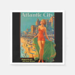Guardanapo De Papel Atlantic City Beach Beauty Vintage Trabalho de art