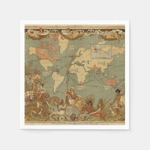 Guardanapo De Papel Atlas Antiquado do Mapa Mundial