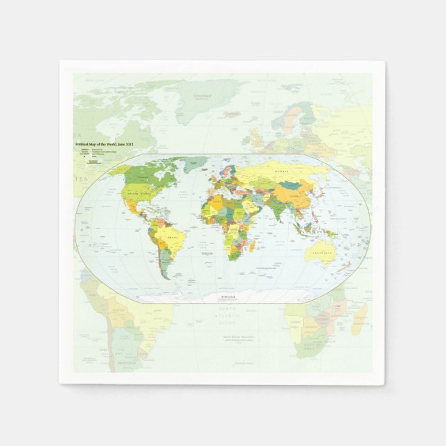 Guardanapo De Papel Atlas do Mundo do Mapa (Frente)