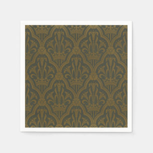 Guardanapo De Papel Audsley Ouro Vintage Lírio Coroa Verde Damask Arte
