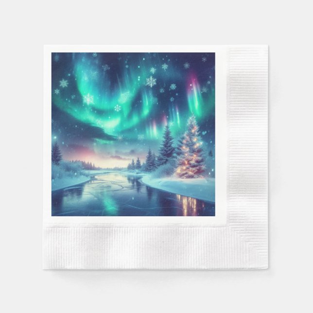 Guardanapo De Papel aurora borealis/Natal/Inverno (Frente)
