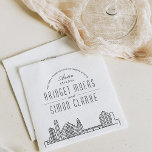 Guardanapo De Papel Austin Deco Skyline | Evento de Casamento Napkins<br><div class="desc">Um conjunto único de guardanapos jantados, baseado no horizonte, adaptado especificamente ao seu futuro casamento na bela cidade de Austin, Texas. Eles apresentam uma saudação no topo, seguida pelo nome e data da cidade. Esta é seguida pelos nomes da noiva e do noivo em uma fonte única e complementar de...</div>