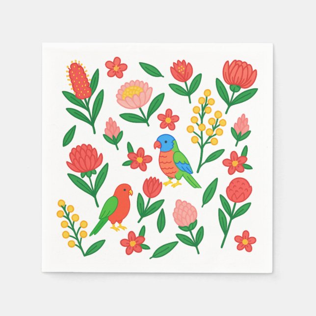 Guardanapo De Papel Australian Blooms & Birds Paper Napkin (Frente)