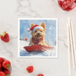 Guardanapo De Papel Australian Terrier em Trenó Deixe Nevar Natal