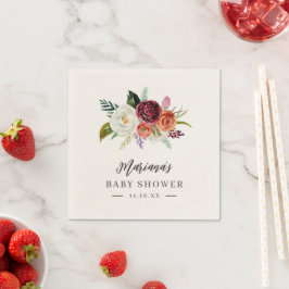 Guardanapo De Papel Autumn Boho Blooms Personalizado Chá de fraldas