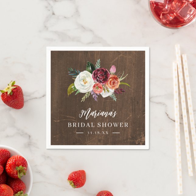 Guardanapo De Papel Autumn Boho Blooms Personalizado Chá de panela (Insitu)