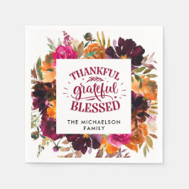 Guardanapo De Papel Autumn Boho Personalizado Floral Ação de Graças