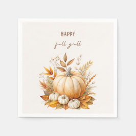 Guardanapo De Papel Autumn Boho Watercolor Pumpkin Happy Fall Y