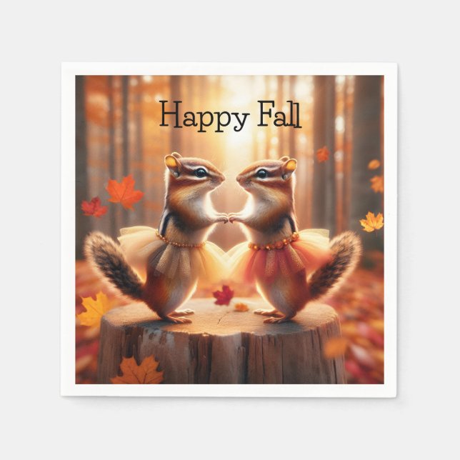 Guardanapo De Papel Autumn Chipmunks Dancing (Frente)