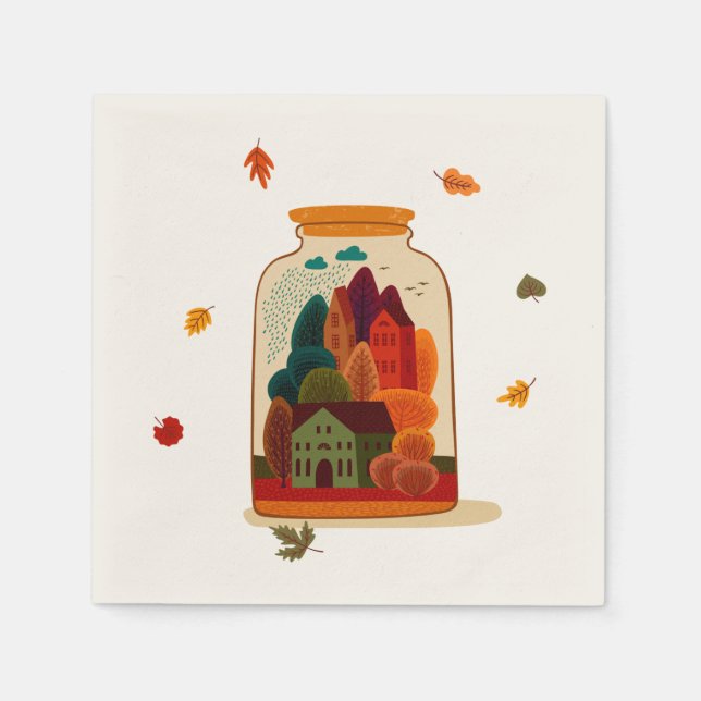 Guardanapo De Papel Autumn City em Jar (Frente)
