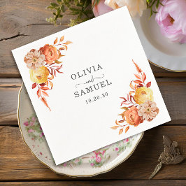 Guardanapo De Papel Autumn Floral Personalised Wedkins Party