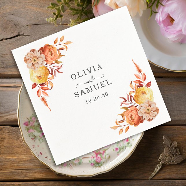 Guardanapo De Papel Autumn Floral Personalised Wedkins Party (Criador carregado)