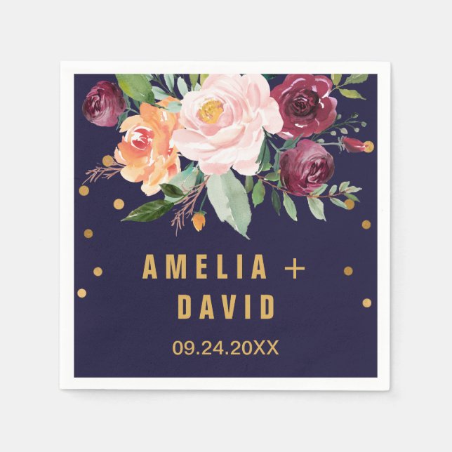 Guardanapo De Papel Autumn Floral Wedding (Frente)