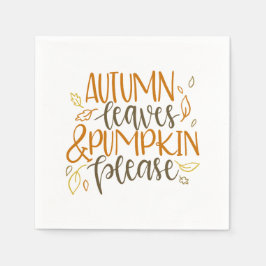 Guardanapo De Papel Autumn Leaves e Pumpkins Por favor Napkin