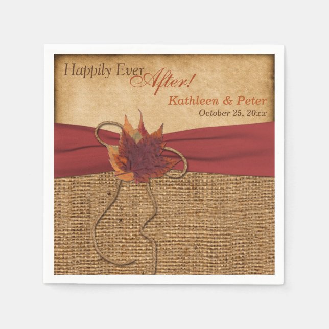 Guardanapo De Papel Autumn Leaves, FAUX Burlap Wedkins 2 (Frente)