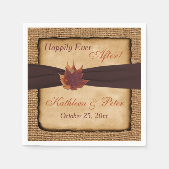 Guardanapo De Papel Autumn Leaves, FAUX Burlap Wedkins 8 (Frente)