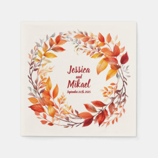 Guardanapo De Papel Autumn Leaves Ring: Casamento Personalizado Napkin