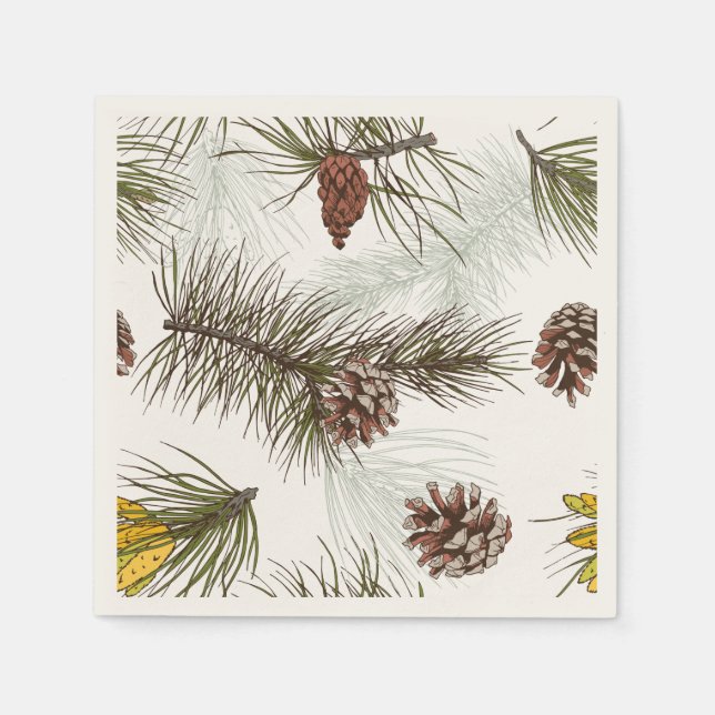 Guardanapo De Papel Autumn Pine Cones (Frente)