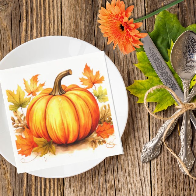 Guardanapo De Papel Autumn Pumpkin e Folhas Caem em Napkins (Criador carregado)