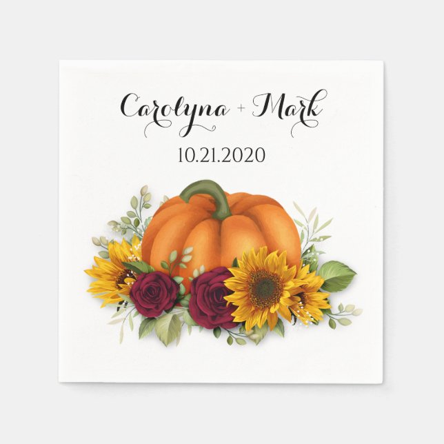Guardanapo De Papel Autumn Pumpkin Rustic Wedkins Napkins (Frente)