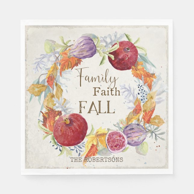 Guardanapo De Papel Autumn Season Family Faith Fall Harvest Wreath Art (Frente)