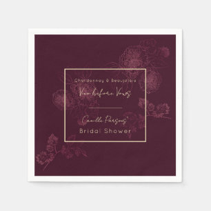 Guardanapo De Papel Autumn Vino Antes De Vows Rosegold Floral Lines