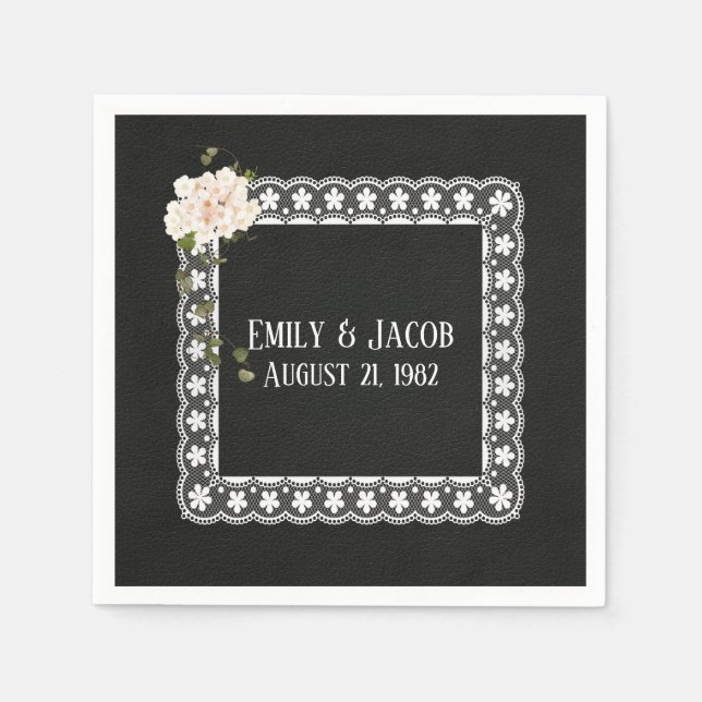 Guardanapo De Papel Avanço Quadrado Em Couro Preto (Frente)