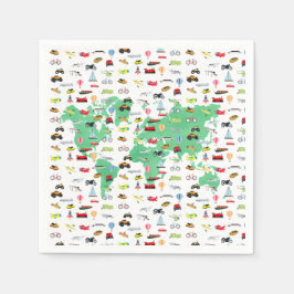 Guardanapo De Papel Aventura aguarda veículos do mapa mundial