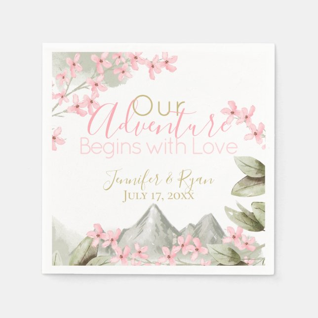 Guardanapo De Papel Aventura de Blossomas de Montanha Rosa (Frente)