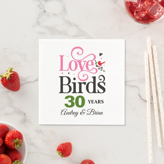Guardanapo De Papel Aves de Amar do 30 Anniversário Personalizadas (Insitu)