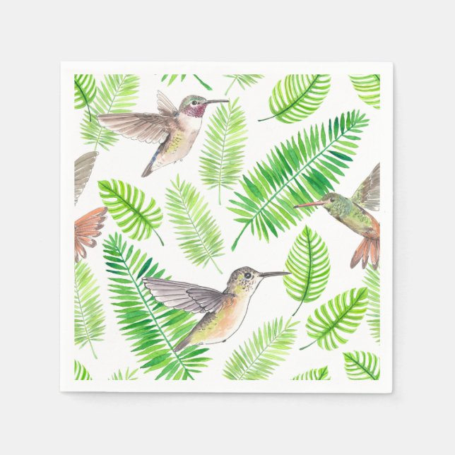 Guardanapo De Papel Aves de capoeira e folhas tropicais (Frente)