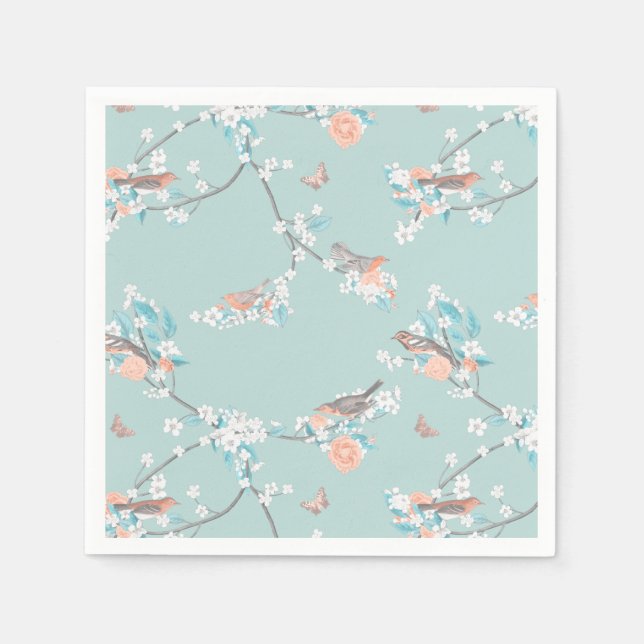 Guardanapo De Papel Aves e Flores (Frente)