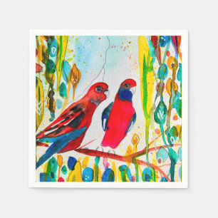 Guardanapo De Papel Aves rosella na arte aquática das árvores