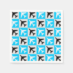 Guardanapo De Papel Avião de Jatos de Aviação Branca Geométrica Azul
