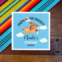 Guardanapo De Papel Avião Voador Piloto De Cães,Crianças Cutes Azul An