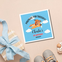 Guardanapo De Papel Avião Voador Piloto De Cães,Crianças Cutes Azul An