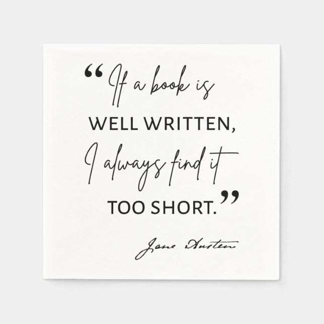 Guardanapo De Papel Avid Reader II - Cotação Jane Austen (Frente)