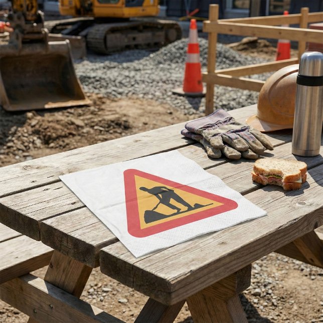 Guardanapo De Papel Aviso de Zona de Construção de Sinalização de Rodo (Criador carregado)